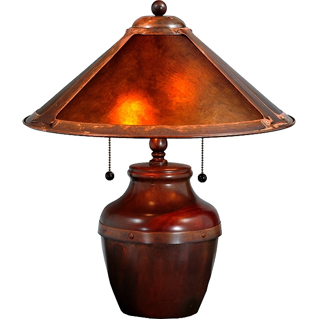 Mission Copper Mica Table Lamp, Copper Table Lamp With Black Shader